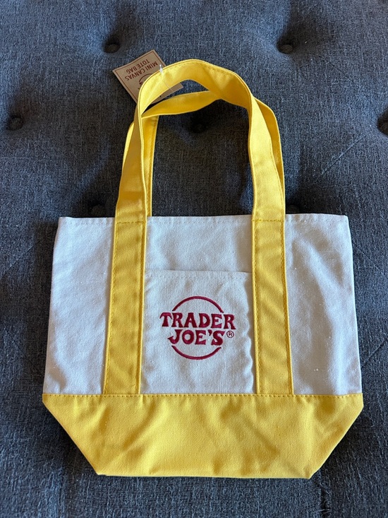 Trader Joe'S Handbags - Trader Joe's Yellow & Cream Canvas Tote Bag